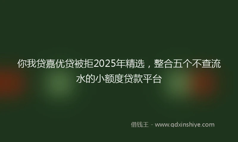 你我贷嘉优贷被拒2025年精选，整合五个不查流水的小额度贷款平台