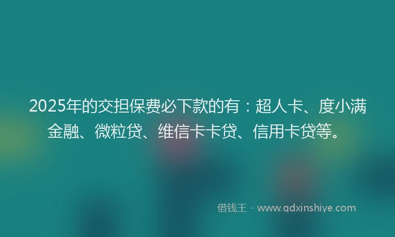 2025年的交担保费必下款的有：超人卡、度小满金融、微粒贷、维信卡卡贷、信用卡贷等。