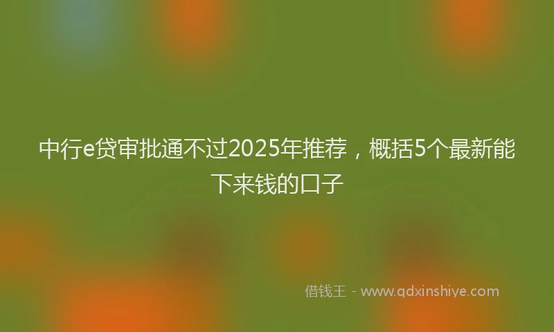 中行e贷审批通不过2025年推荐，概括5个最新能下来钱的口子
