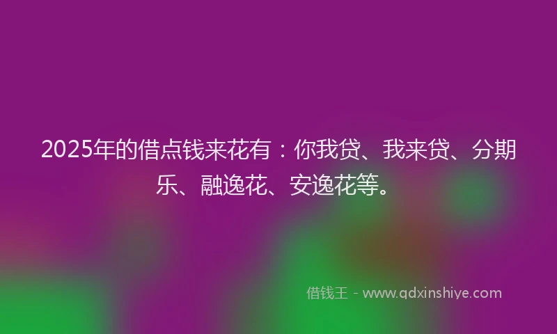 2025年的借点钱来花有：你我贷、我来贷、分期乐、融逸花、安逸花等。