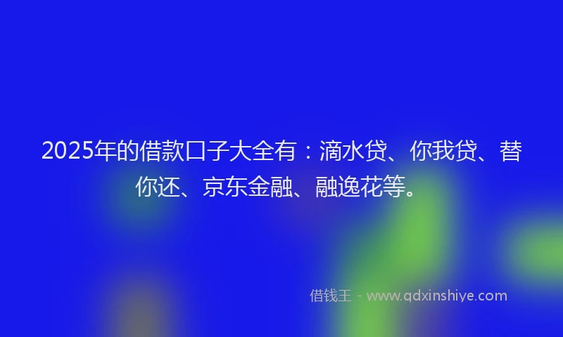 2025年的借款口子大全有：滴水贷、你我贷、替你还、京东金融、融逸花等。