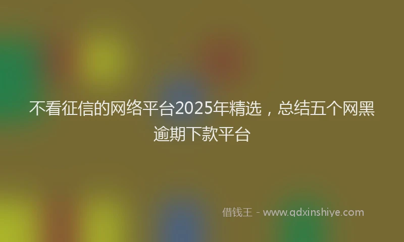 不看征信的网络平台2025年精选，总结五个网黑逾期下款平台