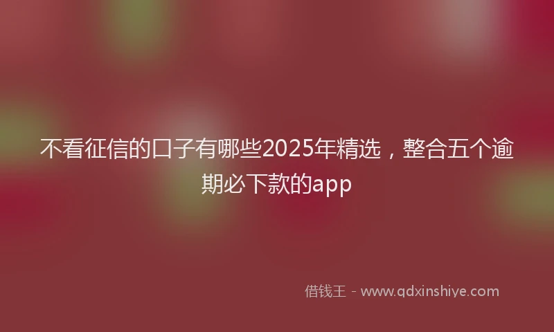 不看征信的口子有哪些2025年精选，整合五个逾期必下款的app