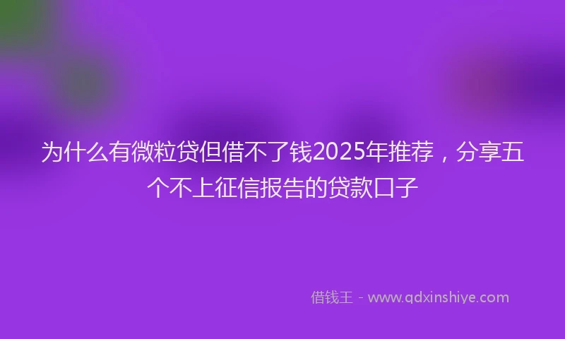 为什么有微粒贷但借不了钱2025年推荐，分享五个不上征信报告的贷款口子