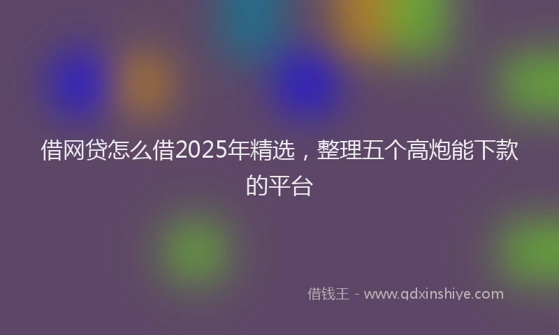 借网贷怎么借2025年精选，整理五个高炮能下款的平台