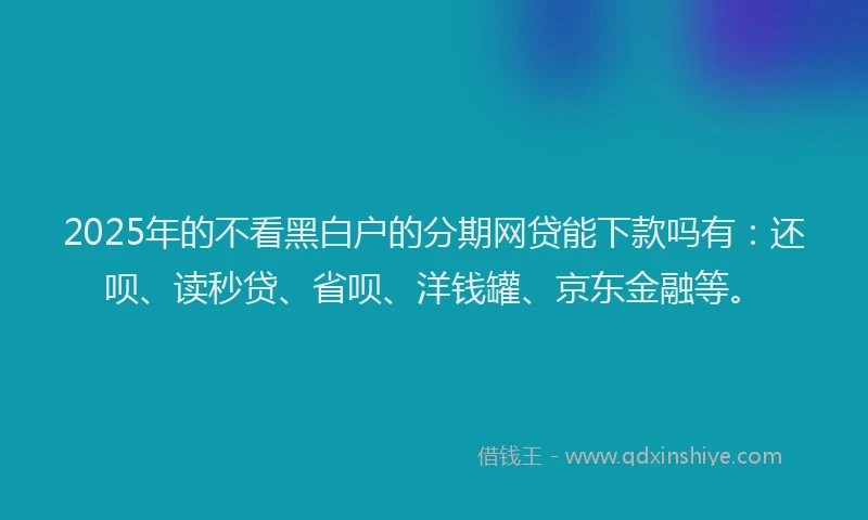 2025年的不看黑白户的分期网贷能下款吗有：还呗、读秒贷、省呗、洋钱罐、京东金融等。