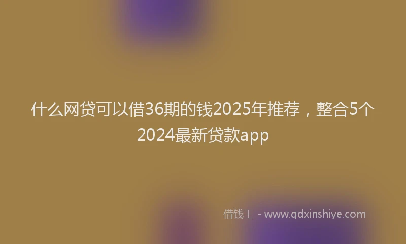 什么网贷可以借36期的钱2025年推荐，整合5个2024最新贷款app