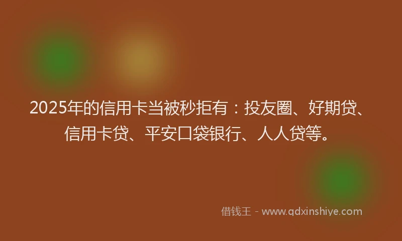 2025年的信用卡当被秒拒有：投友圈、好期贷、信用卡贷、平安口袋银行、人人贷等。