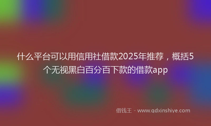 什么平台可以用信用社借款2025年推荐，概括5个无视黑白百分百下款的借款app