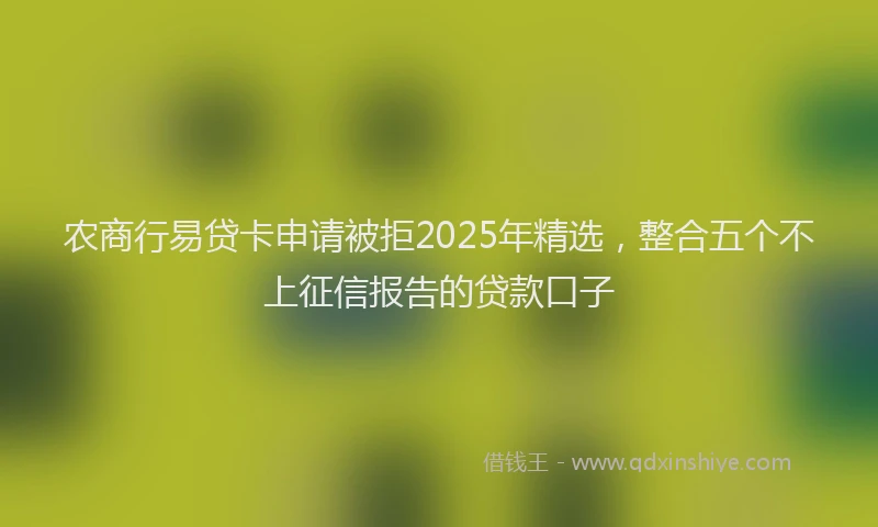 农商行易贷卡申请被拒2025年精选，整合五个不上征信报告的贷款口子