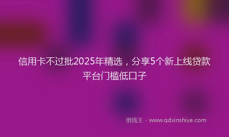信用卡不过批2025年精选，分享5个新上线贷款平台门槛低口子