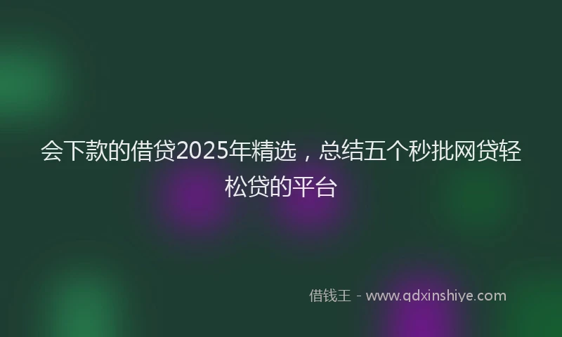 会下款的借贷2025年精选，总结五个秒批网贷轻松贷的平台