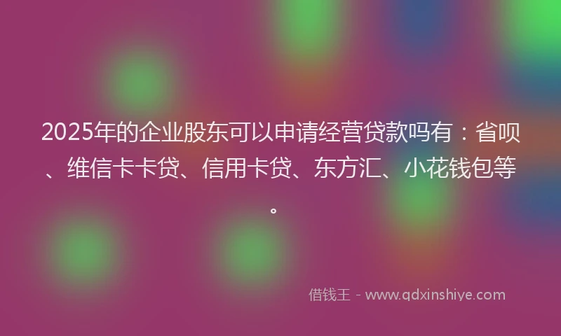 2025年的企业股东可以申请经营贷款吗有：省呗、维信卡卡贷、信用卡贷、东方汇、小花钱包等。
