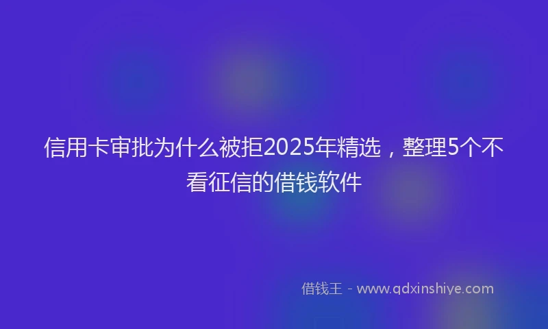 信用卡审批为什么被拒2025年精选，整理5个不看征信的借钱软件