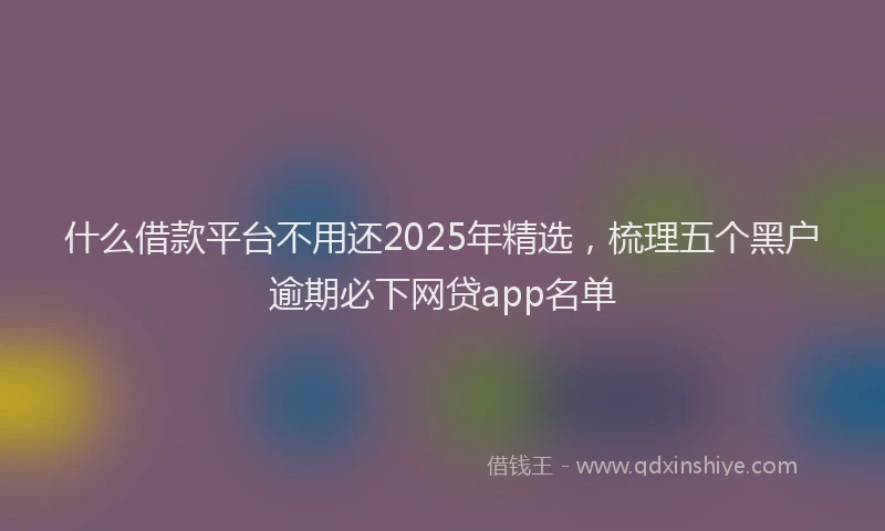 什么借款平台不用还2025年精选，梳理五个黑户逾期必下网贷app名单