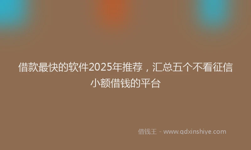 借款最快的软件2025年推荐，汇总五个不看征信小额借钱的平台