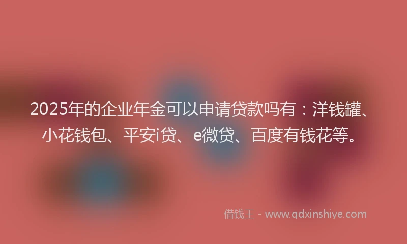 2025年的企业年金可以申请贷款吗有：洋钱罐、小花钱包、平安i贷、e微贷、百度有钱花等。