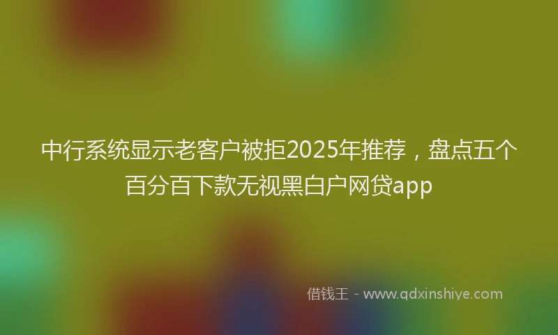中行系统显示老客户被拒2025年推荐，盘点五个百分百下款无视黑白户网贷app