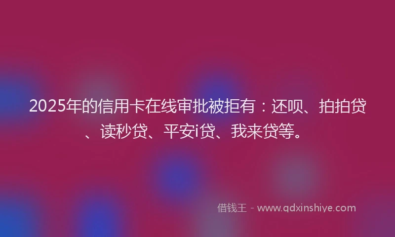2025年的信用卡在线审批被拒有：还呗、拍拍贷、读秒贷、平安i贷、我来贷等。
