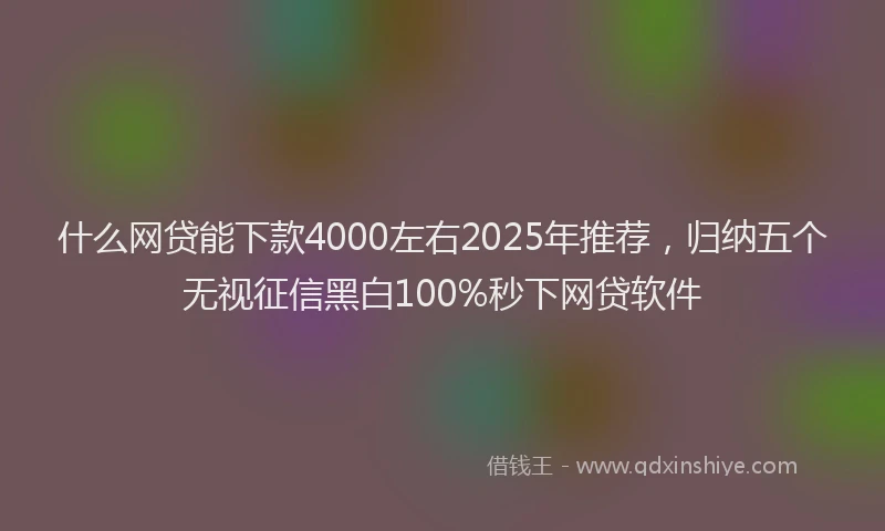 什么网贷能下款4000左右2025年推荐，归纳五个无视征信黑白100%秒下网贷软件