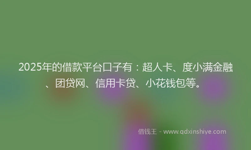 2025年的借款平台口子有：超人卡、度小满金融、团贷网、信用卡贷、小花钱包等。