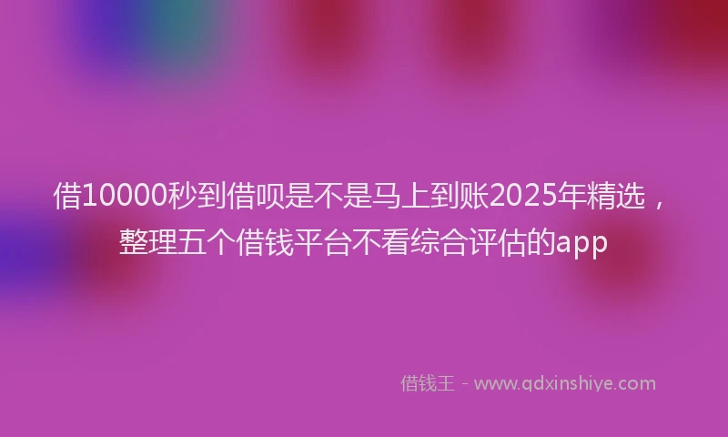 借10000秒到借呗是不是马上到账2025年精选，整理五个借钱平台不看综合评估的app