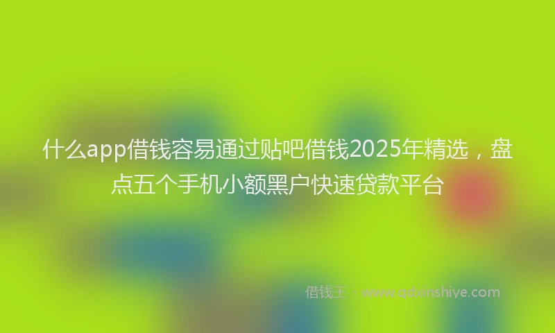 什么app借钱容易通过贴吧借钱2025年精选，盘点五个手机小额黑户快速贷款平台