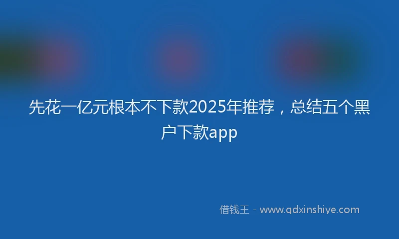 先花一亿元根本不下款2025年推荐，总结五个黑户下款app
