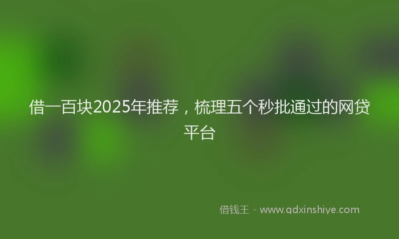 借一百块2025年推荐，梳理五个秒批通过的网贷平台