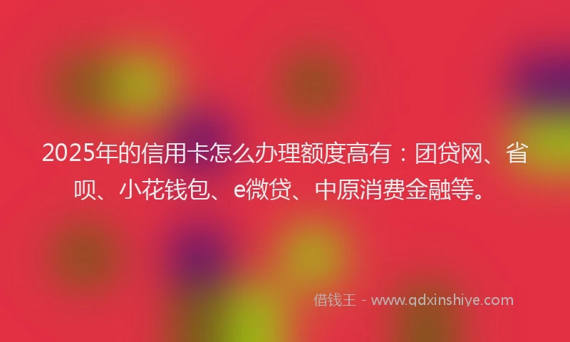 2025年的信用卡怎么办理额度高有：团贷网、省呗、小花钱包、e微贷、中原消费金融等。