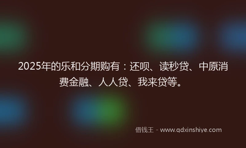 2025年的乐和分期购有：还呗、读秒贷、中原消费金融、人人贷、我来贷等。