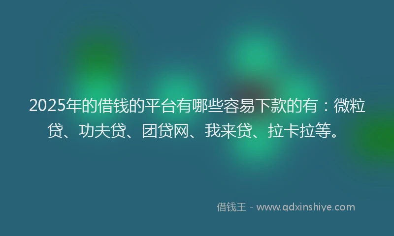 2025年的借钱的平台有哪些容易下款的有：微粒贷、功夫贷、团贷网、我来贷、拉卡拉等。