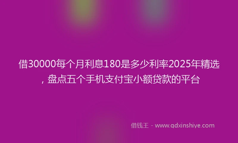 借30000每个月利息180是多少利率2025年精选，盘点五个手机支付宝小额贷款的平台