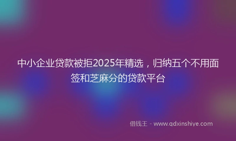 中小企业贷款被拒2025年精选，归纳五个不用面签和芝麻分的贷款平台