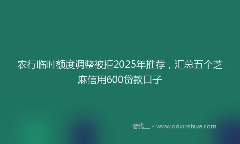 农行临时额度调整被拒2025年推荐，汇总五个芝麻信用600贷款口子