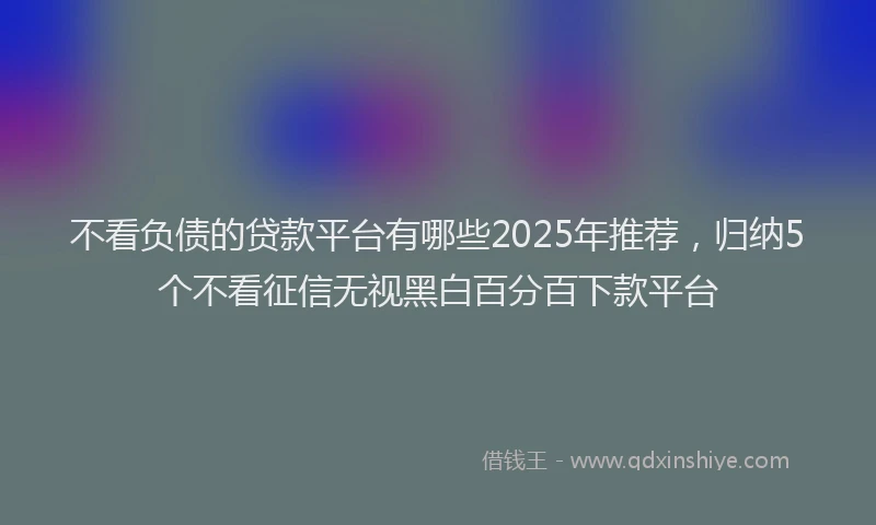 不看负债的贷款平台有哪些2025年推荐，归纳5个不看征信无视黑白百分百下款平台