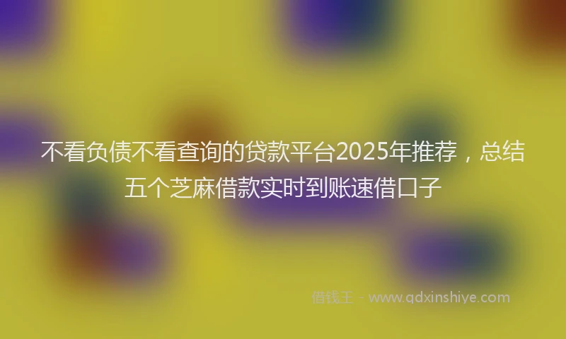 不看负债不看查询的贷款平台2025年推荐，总结五个芝麻借款实时到账速借口子