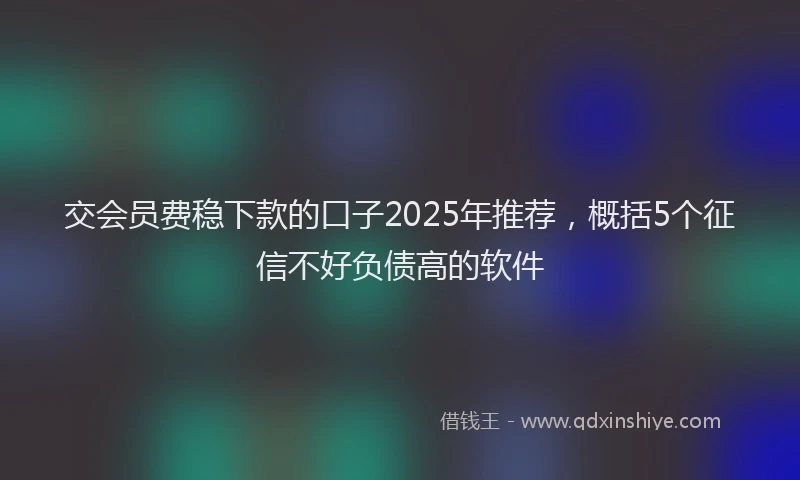 交会员费稳下款的口子2025年推荐，概括5个征信不好负债高的软件