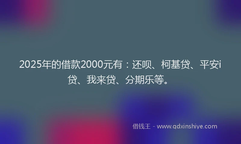 2025年的借款2000元有：还呗、柯基贷、平安i贷、我来贷、分期乐等。