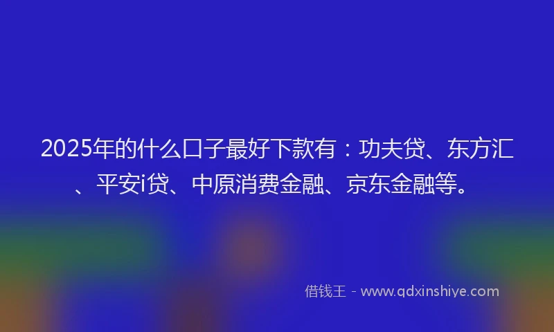2025年的什么口子最好下款有：功夫贷、东方汇、平安i贷、中原消费金融、京东金融等。