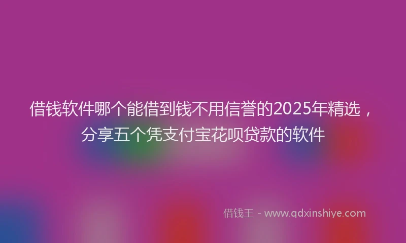 借钱软件哪个能借到钱不用信誉的2025年精选，分享五个凭支付宝花呗贷款的软件