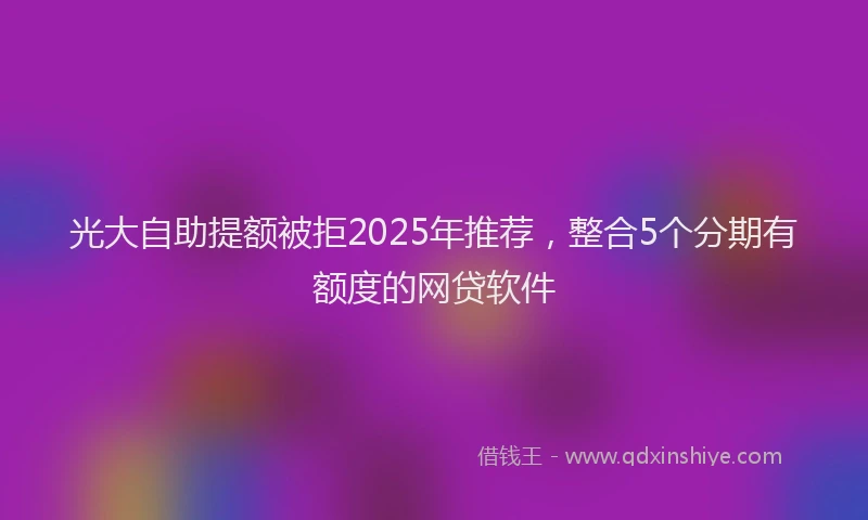光大自助提额被拒2025年推荐，整合5个分期有额度的网贷软件