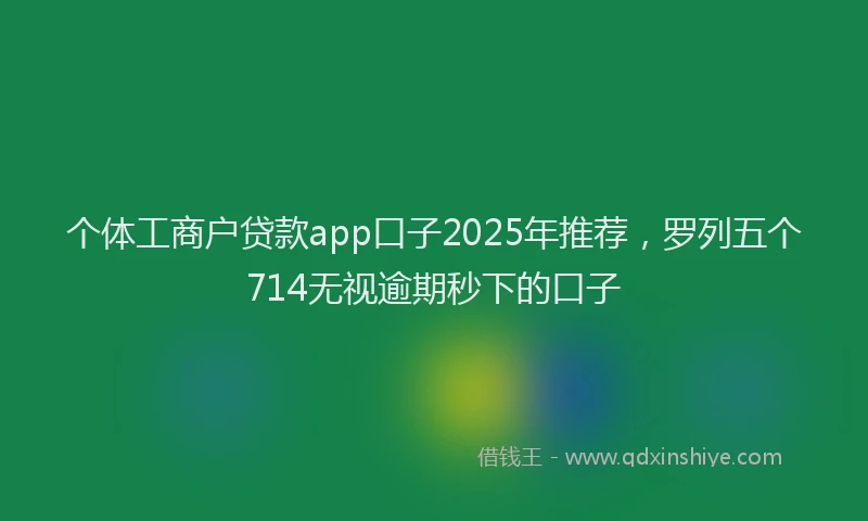 个体工商户贷款app口子2025年推荐，罗列五个714无视逾期秒下的口子
