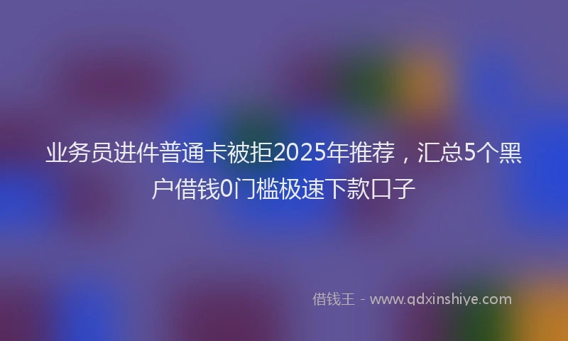 业务员进件普通卡被拒2025年推荐，汇总5个黑户借钱0门槛极速下款口子