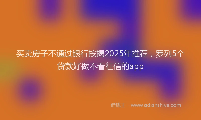 买卖房子不通过银行按揭2025年推荐，罗列5个贷款好做不看征信的app