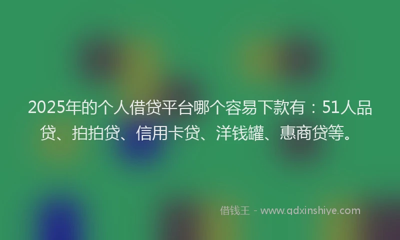 2025年的个人借贷平台哪个容易下款有：51人品贷、拍拍贷、信用卡贷、洋钱罐、惠商贷等。