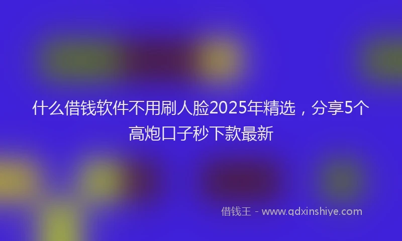 什么借钱软件不用刷人脸2025年精选，分享5个高炮口子秒下款最新