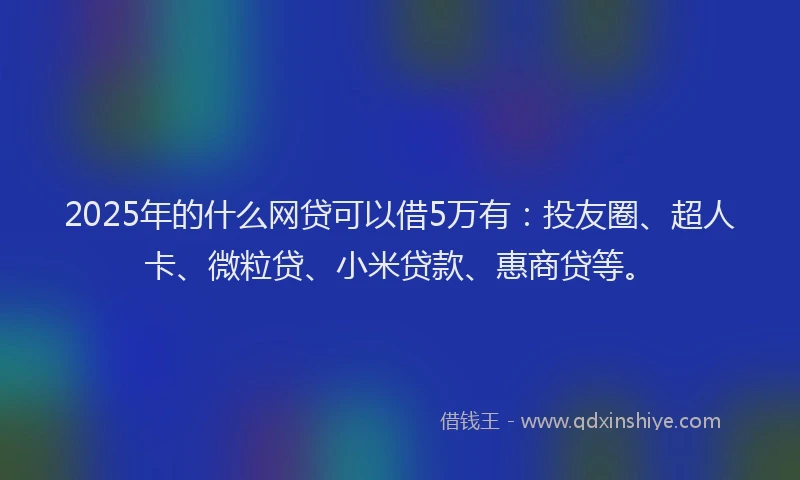 2025年的什么网贷可以借5万有：投友圈、超人卡、微粒贷、小米贷款、惠商贷等。