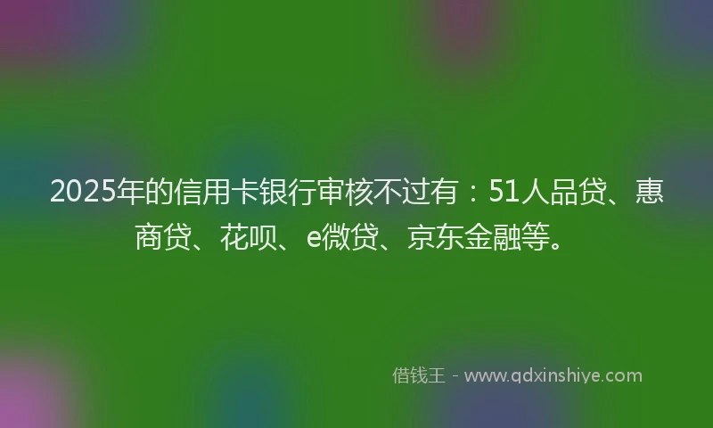2025年的信用卡银行审核不过有：51人品贷、惠商贷、花呗、e微贷、京东金融等。