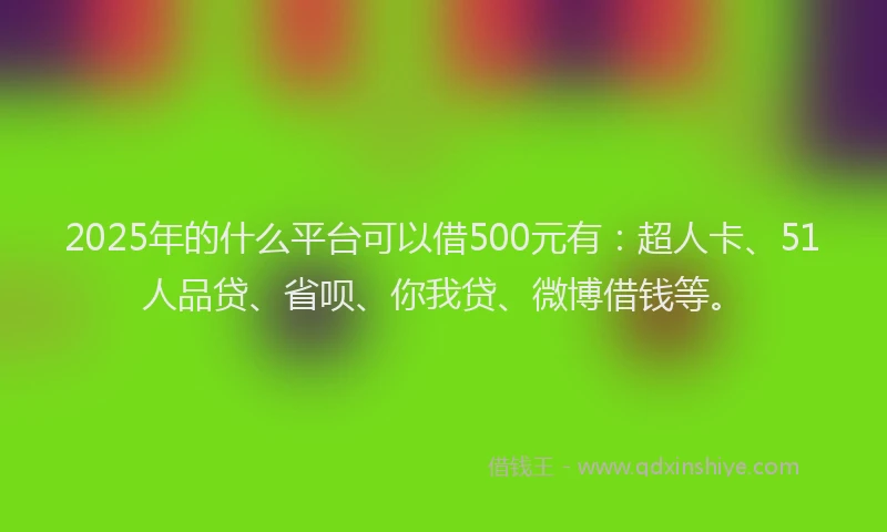 2025年的什么平台可以借500元有：超人卡、51人品贷、省呗、你我贷、微博借钱等。